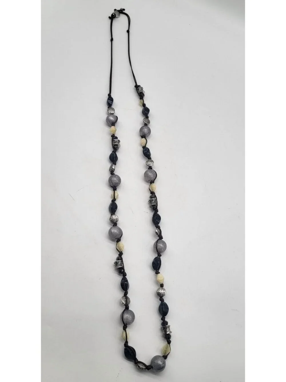 Premier Designs Chambray Necklace Adj Antique Silver Plated Glass Acrylic Beads - Picture 2 of 7